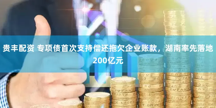 贵丰配资 专项债首次支持偿还拖欠企业账款，湖南率先落地200亿元