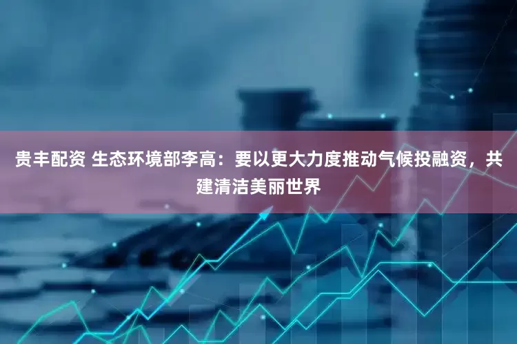 贵丰配资 生态环境部李高：要以更大力度推动气候投融资，共建清洁美丽世界